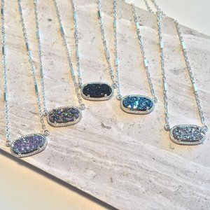 Druzy Pendant — Silver Elisa Necklace